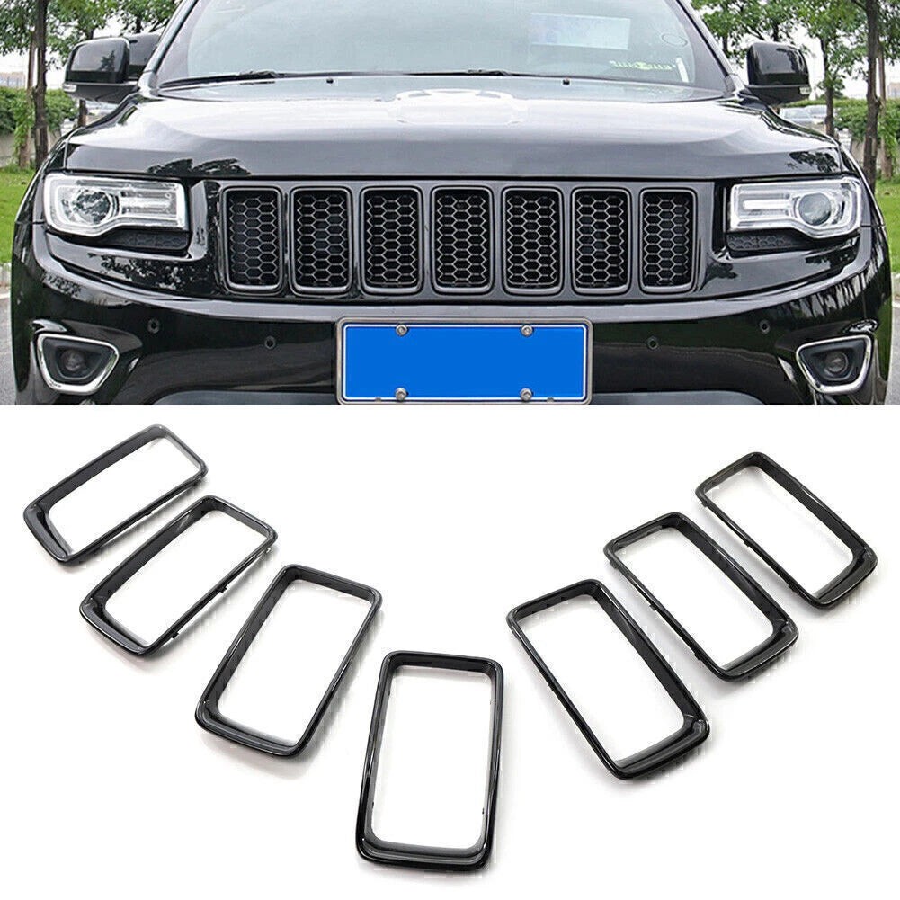 Front Grille Grill Insert Ring Trim Cover For Jeep Grand Cherokee 14-16 Black US