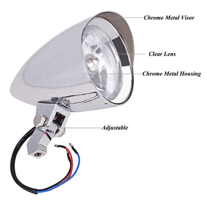 Chrome Bullet Headlight Assembly For Harley Sportster XL Softail Bobber Chopper