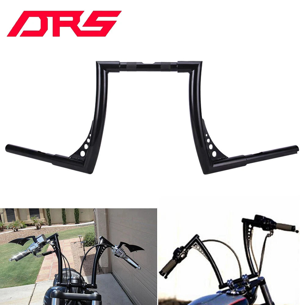 12" Inch Rise Ape Hanger HandleBars 1-1/4" Fat For Harley Touring Electra Glide