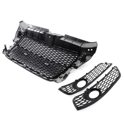 Glossy Black ABS Fog Light Cover Front Bumper Grille Set For Audi A3 8P 2009-12