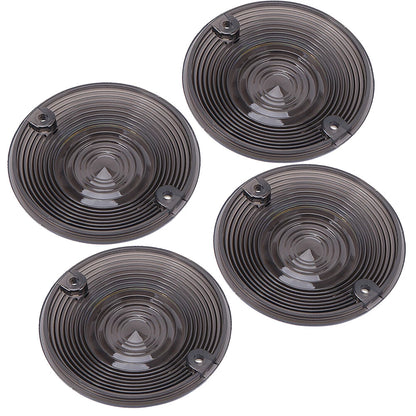 4Pcs Smoked Lens Turn Signal Light Flat Lens Covers For Harley Road King Glide
