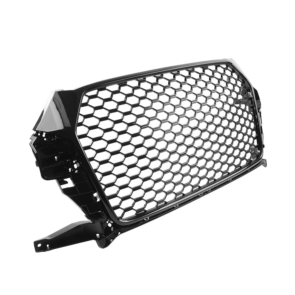 Front Bumper Honeycomb Grille Glossy Black For Audi Q3 2016-2018