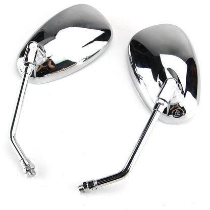 Chrome Motorcycle Rear View Side Mirrors Long Stem For Honda Suzuki Kawaski 10mm