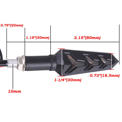 Motorcycle LED Turn Signal Indicator Light Universal Arrow Amber Sequential Flow