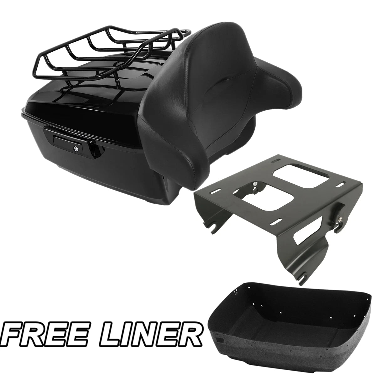 Black King Trunk Pad Solo Mount Rack Fit For Harley Electra Road Glide 2014-Up