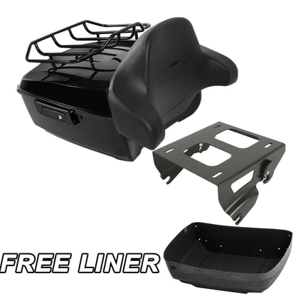 Black King Trunk Pad Solo Mount Rack Fit For Harley Electra Road Glide 2014-Up