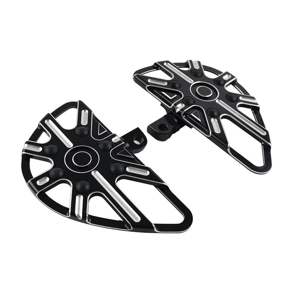2x Black Motorbike Rear Passenger Footrest Floorboard For Harley Touring Softail