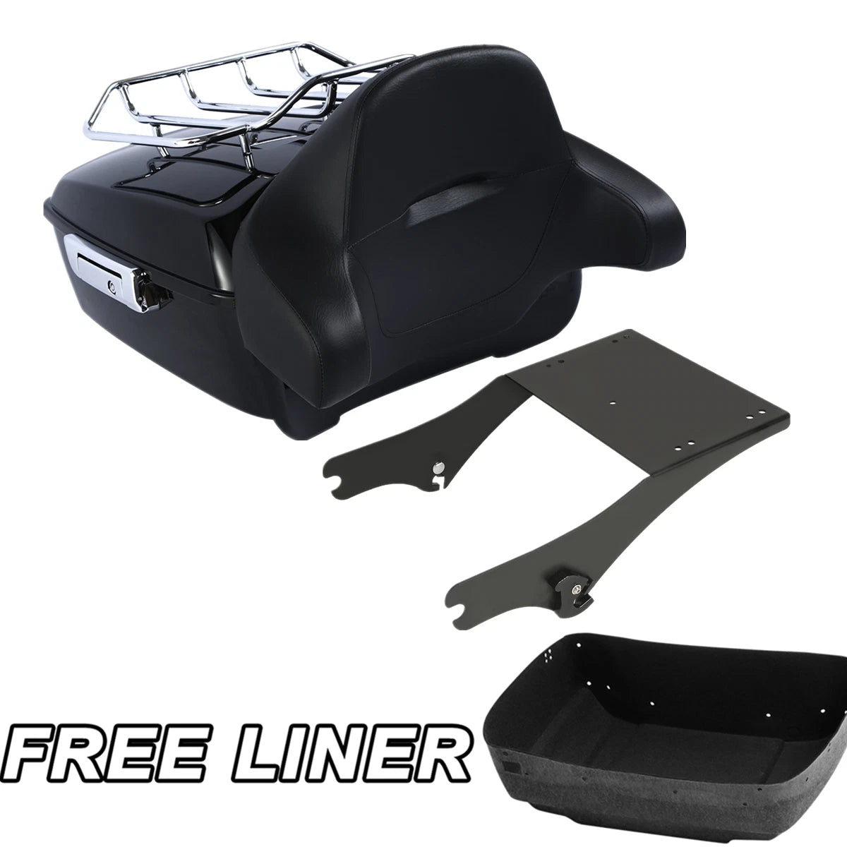 King Trunk Pad Rack Fit For Harley Touring Street Road Glide 1997-2008 06 Black