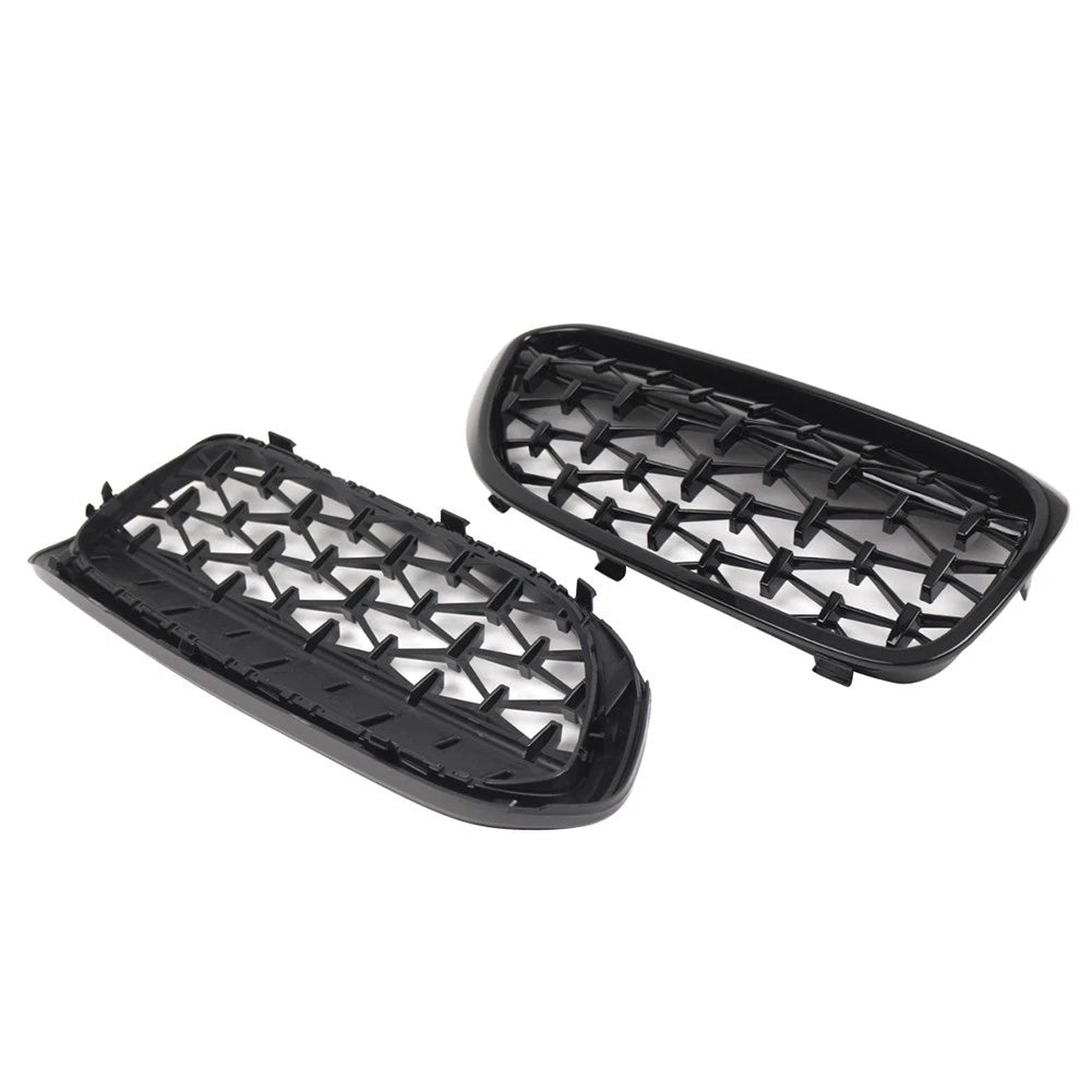 1 Pair Front Kidney Grille Glossy Black For BMW 5 Series G30 G31 2017-2019
