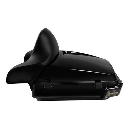 Black Chopped Trunk Backrest Pad LED Light For Harley Street Road Glide 2014-26