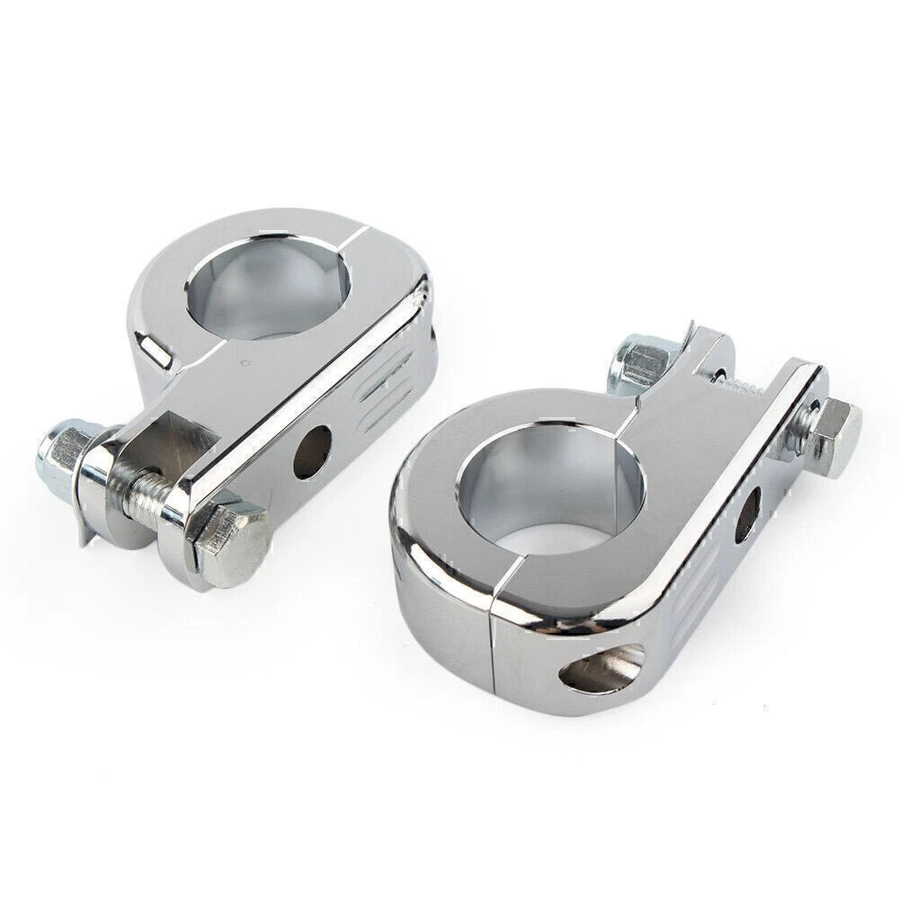 US 1.25" Highway Foot Peg Mounting P Clamps for Harley Dyna Engine Bars Chrome