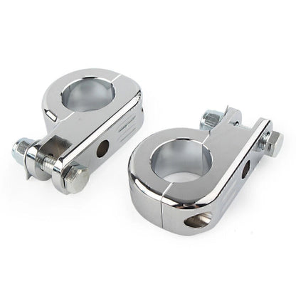US 1.25" Highway Foot Peg Mounting P Clamps for Harley Dyna Engine Bars Chrome