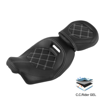 Driver & Passenger Gel Seat Fit For Harley Touring Electra Road Glide King 09-23