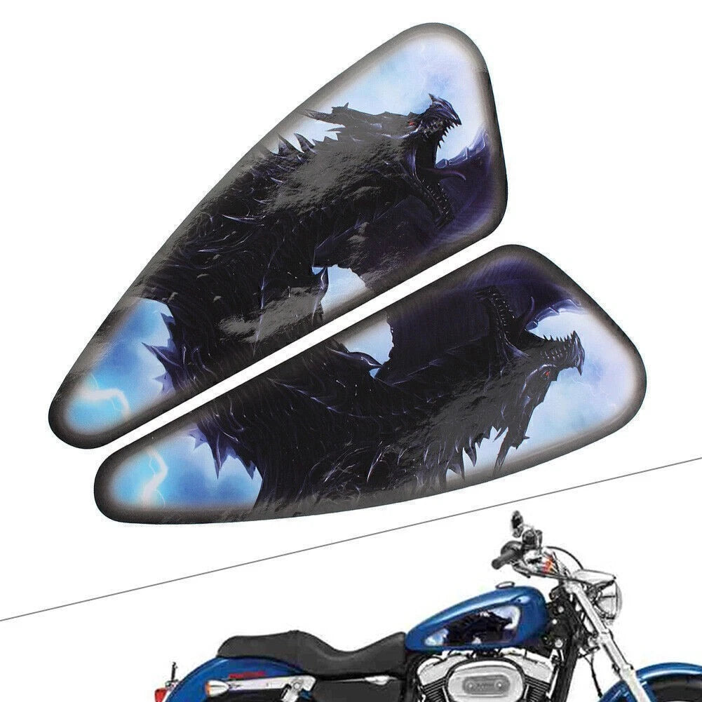 2x Motorcycle 3D Stereo Fuel Gas Tank Stickers Waterproof Pad Decals for Harley
