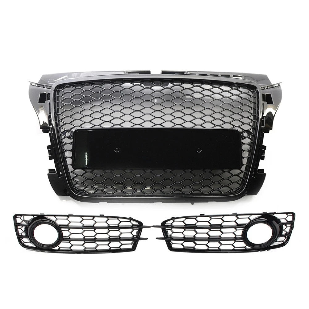 Black Front Honeycomb Grill Fog Light Cover Set For Audi A3 8P 2009-2012 2010