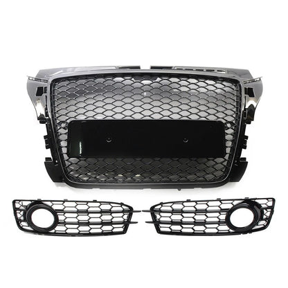 Black Front Honeycomb Grill Fog Light Cover Set For Audi A3 8P 2009-2012 2010