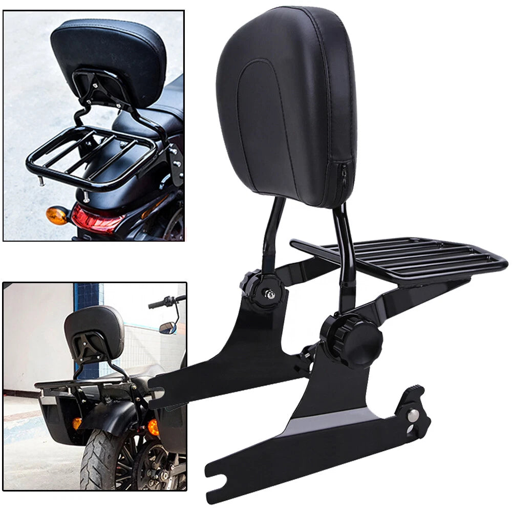 Quick Detachable Sissy Bar Passenger Backrest & Luggage Rack for Harley Softail