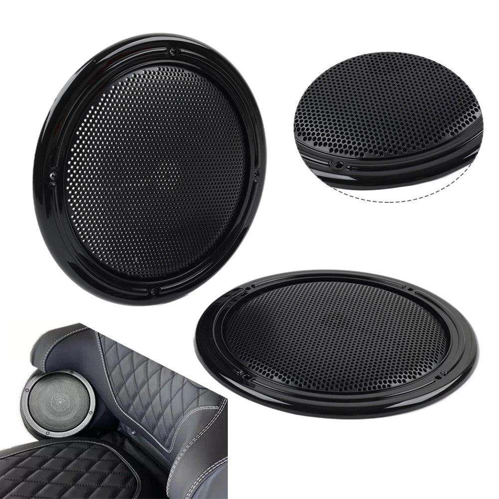 4X Black Rear Tour Pack Speaker Pod Grilles Fit Harley Road Tri Glide FLTRU