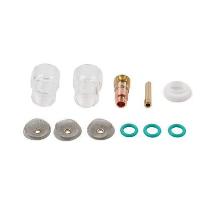 11pcs TIG Welding Torch Stubby Gas Lens #12 Pyrex Glass Cup Kit For WP-17/18/26