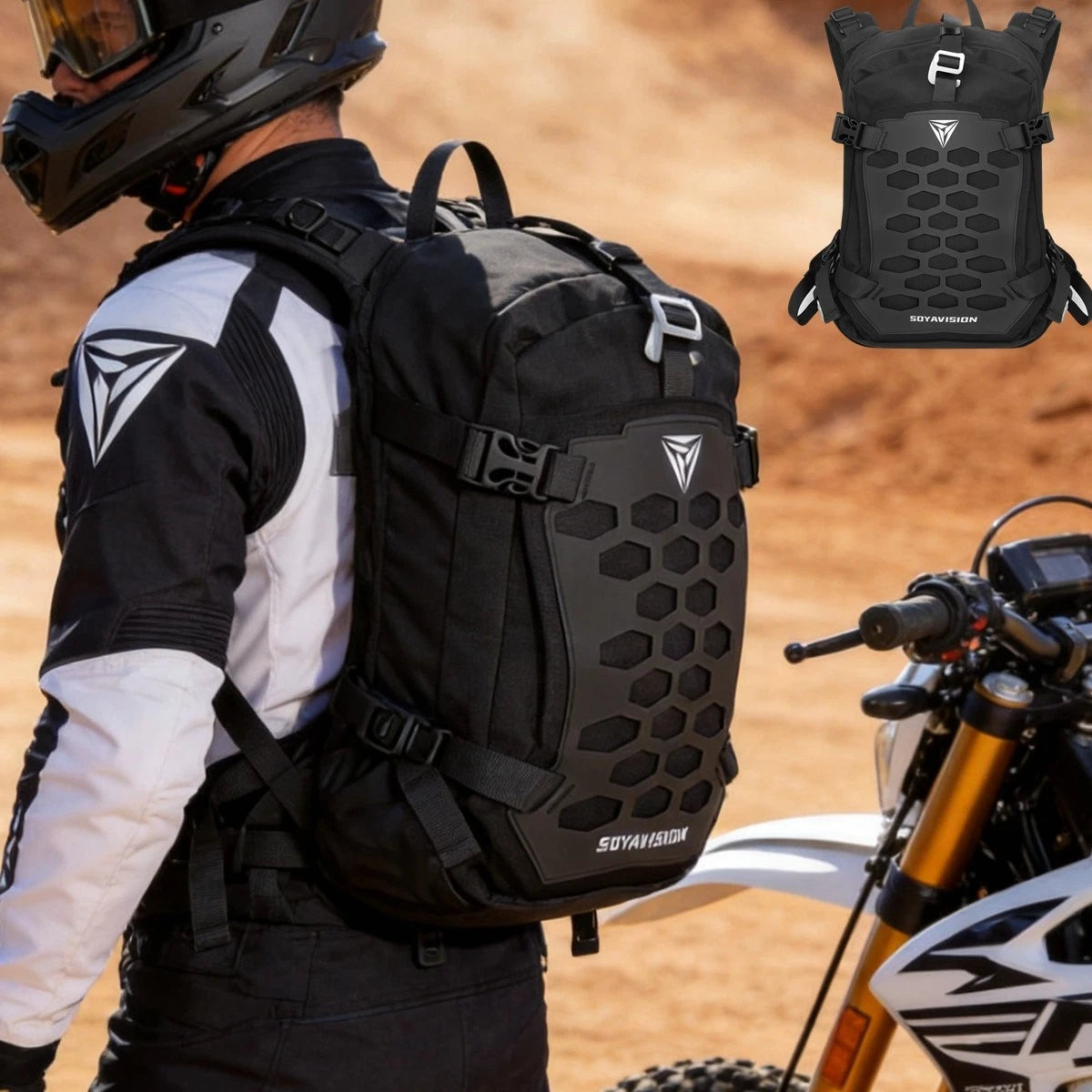 Motorcycle Backpack Waterproof Helmet Luggage Backpack Bag Men Accessories Black