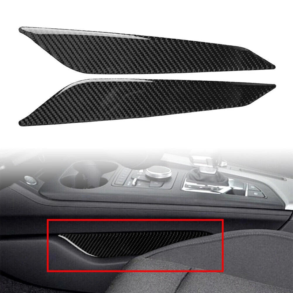 Interior Gear Shift Side Panel Cover Trim Carbon Fiber For Audi A4 B9 2017-2020