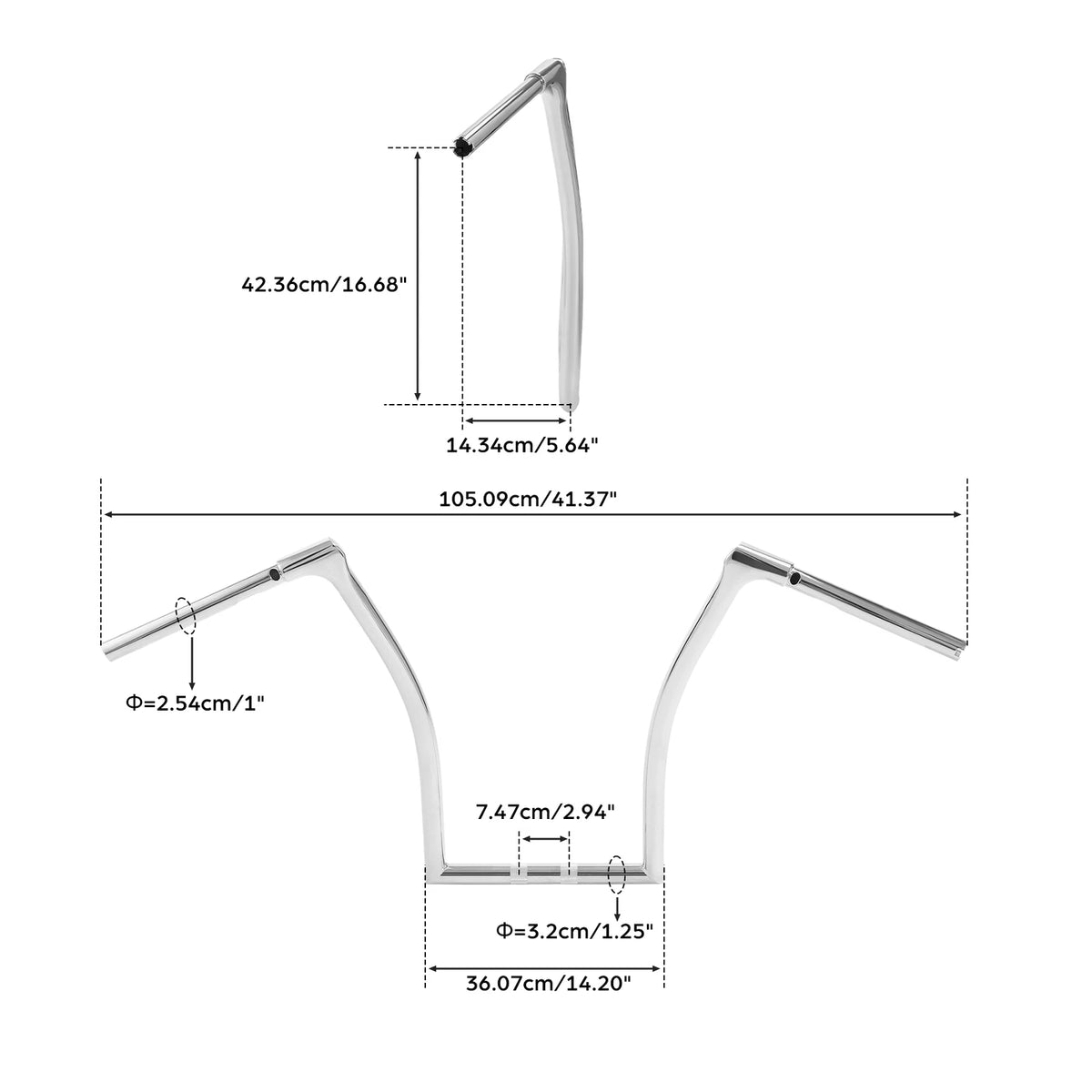17" F Bar 1-1/4" Handlebar For Harley ABS enabled Road Glide FLTR 2015-2024