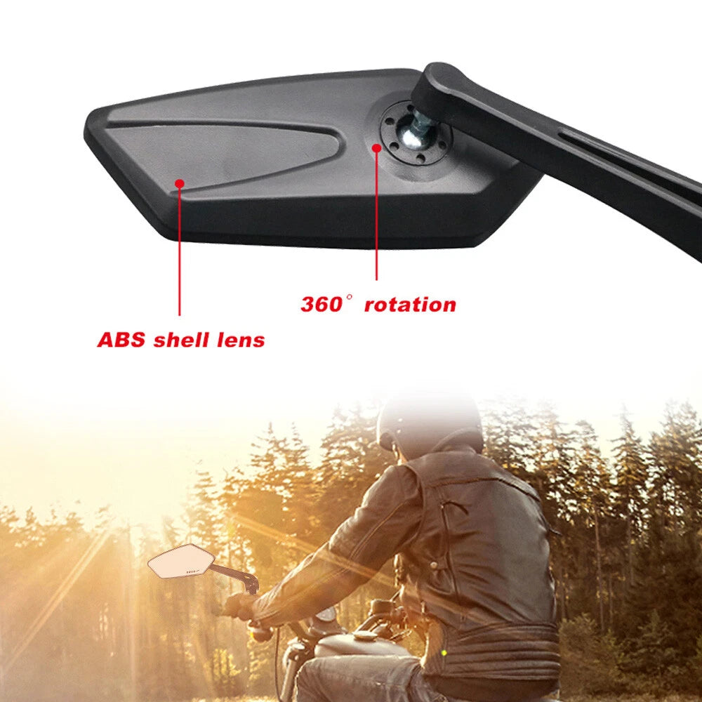 Pair Motorcycle Rearview Side Mirrors for Moped ATV Scooter Honda Suzuki Yamaha
