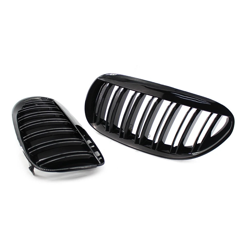 2PCS Front Kidney Bumper Grille For BMW E63 E64 650i M6 2004-2010 Gloss Black US