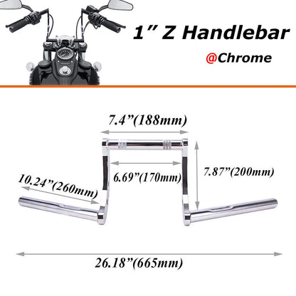 1" 25mm Motorcycle Drag Z-Bar Pullback Handlebar For Suzuki Honda CG Chopper US