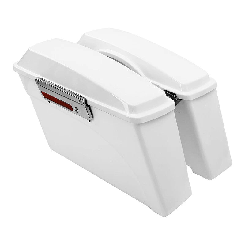 White Hard Saddlebags & Conversion Bracket For Harley Softail Fatboy FLST 84-17