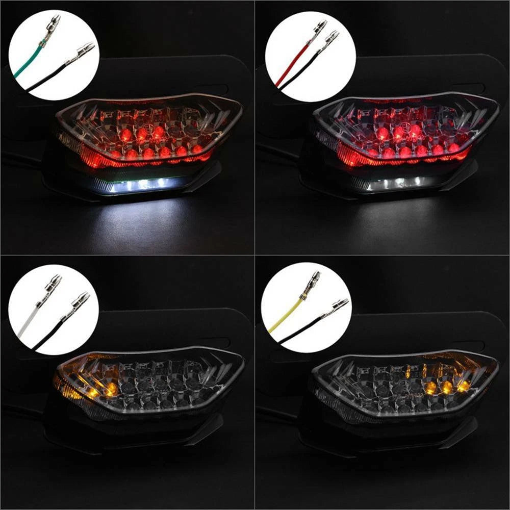 Motorcycle 16 LED Integrated Tail Lights License Plate Turn Signals Brake Light