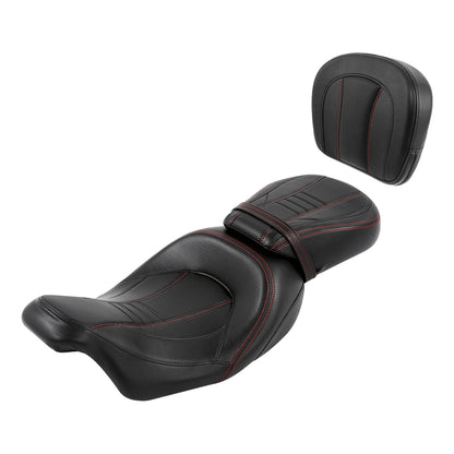 Driver Passenger Seat & Backrest Pad For Harley Touring Road Glide 2009-23 Black