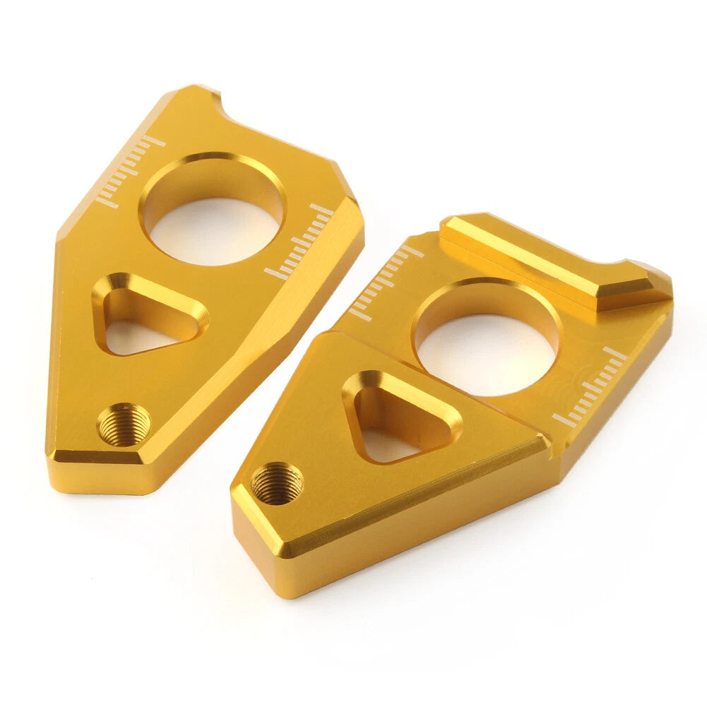 Axle Spindle Chain Adjuster Blocks For Yamaha YZF R1 FZ8 FZ1 TMAX 530 Motor Gold