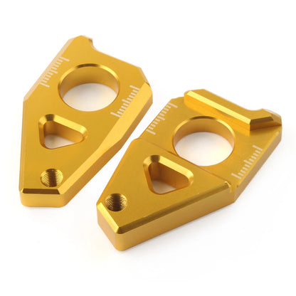 Axle Spindle Chain Adjuster Blocks For Yamaha YZF R1 FZ8 FZ1 TMAX 530 Motor Gold