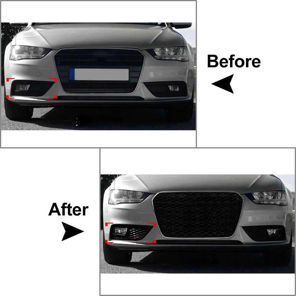 Front Fog Light Honeycomb Hex Mesh Grill Cover For Audi A4 B8.5 2013-2016 Black