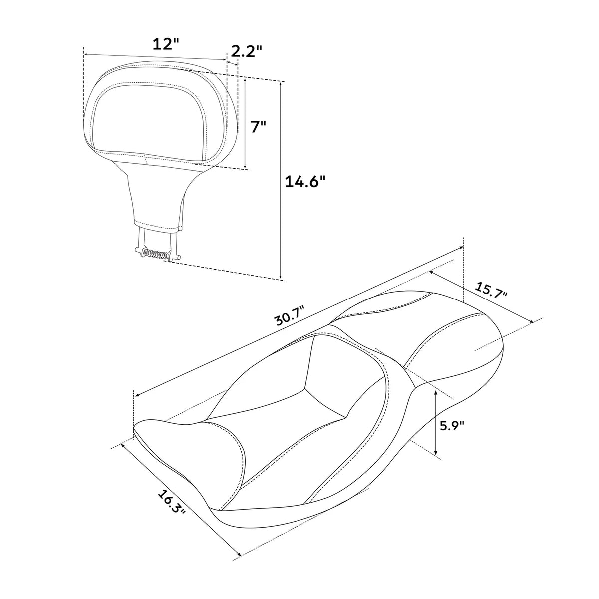 Driver Passenger Seat & Backrest Pad For Harley Touring Road Glide King 2009-23