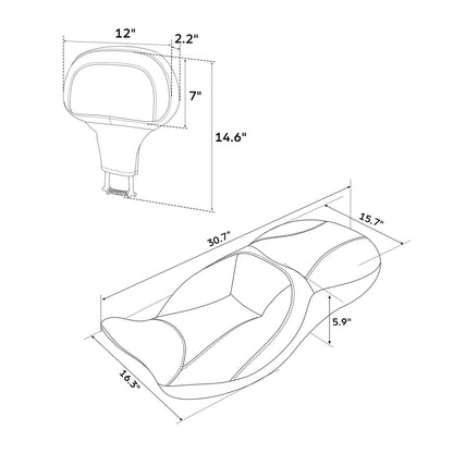 Driver Passenger Seat & Backrest Pad For Harley Touring Road Glide King 2009-23