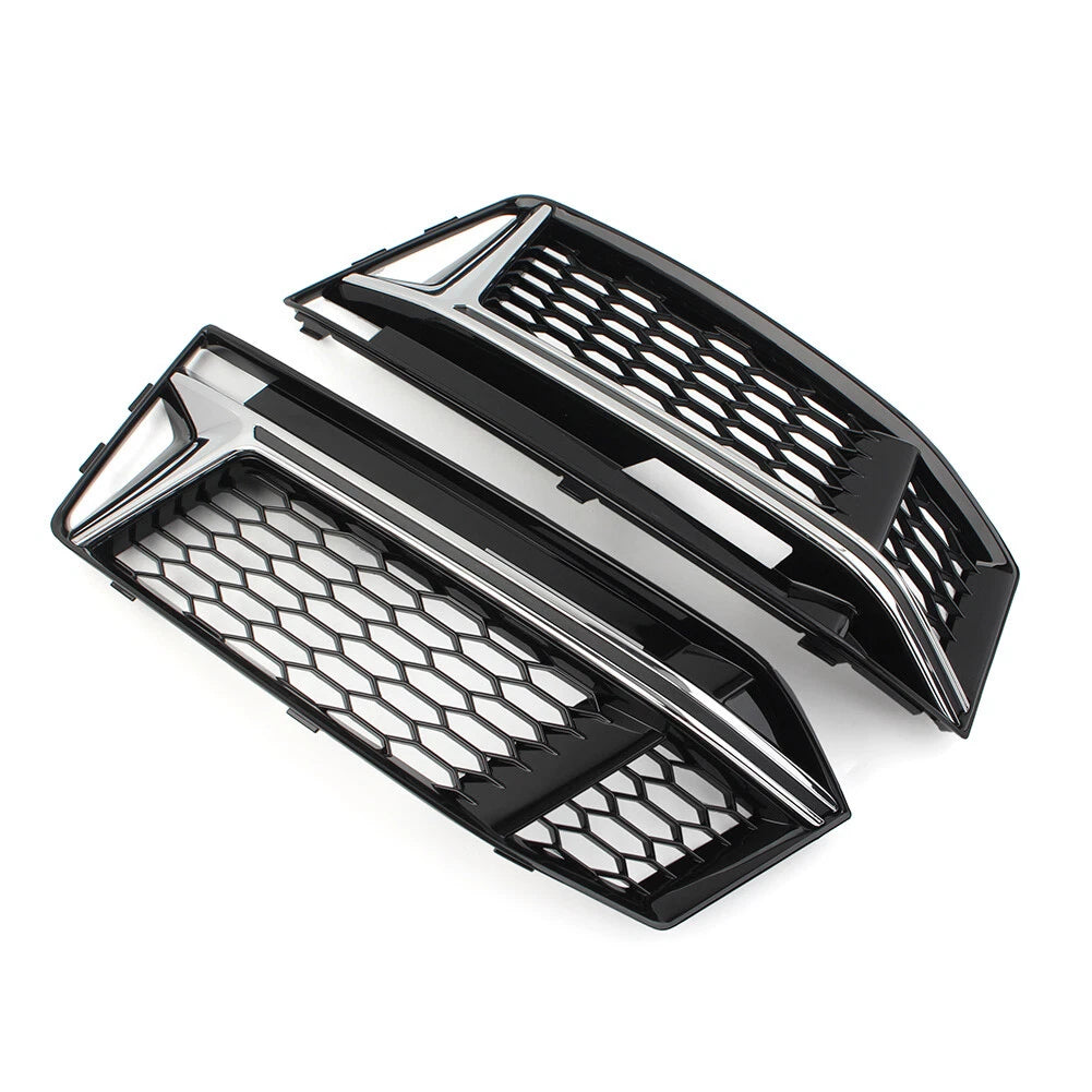 Front Bumper Fog Light Grille Cover Honeycomb For Audi A4 B9 S4 2016-2018