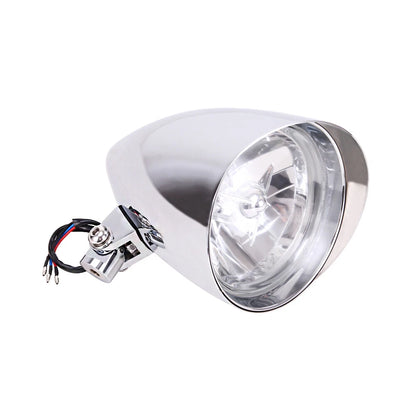 Custom Motorcycle Chrome Visor Bullet Headlight Lamp For Harley Bobber Chopper