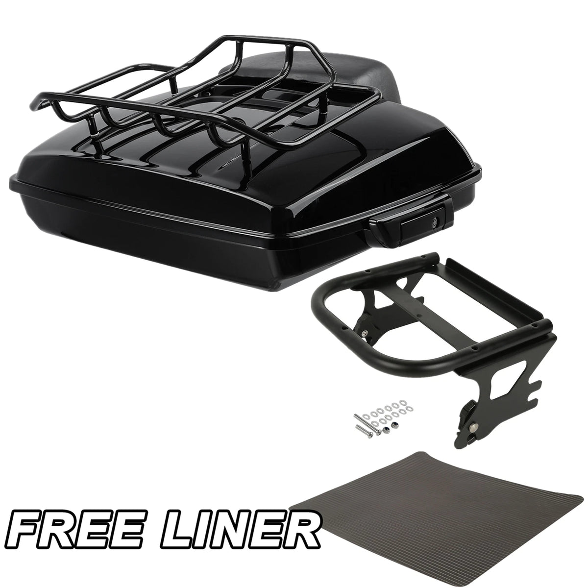 Black Razor Trunk Backrest Rack Mount Fit For Harley Touring Road King 1997-2008