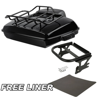 Black Razor Trunk Backrest Rack Mount Fit For Harley Touring Road King 1997-2008