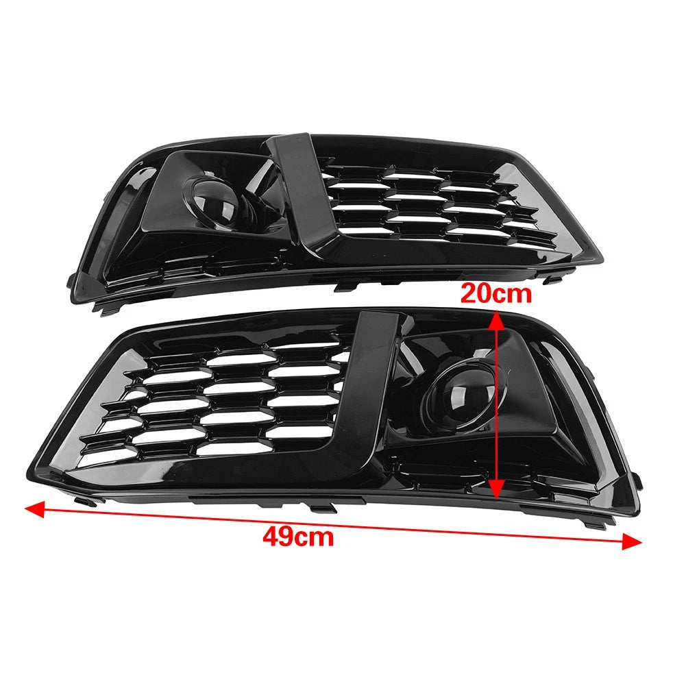 1 Pair Front Bumper Fog Light Grille Cover For Audi Q5 2018-2020 Glossy Black