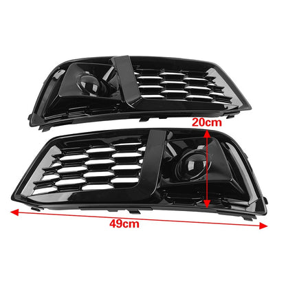 1 Pair Front Bumper Fog Light Grille Cover For Audi Q5 2018-2020 Glossy Black