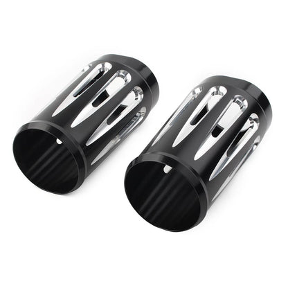 1 Pair Black Fork Boot Slider Cover Cow Bell For Harley Touring FL 1986-2013