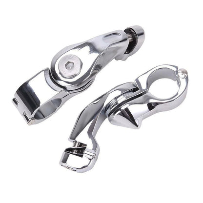 Chrome 1-1/4" Adjustable Highway Short Foot Pegs Mounting Fit For Harley Touring