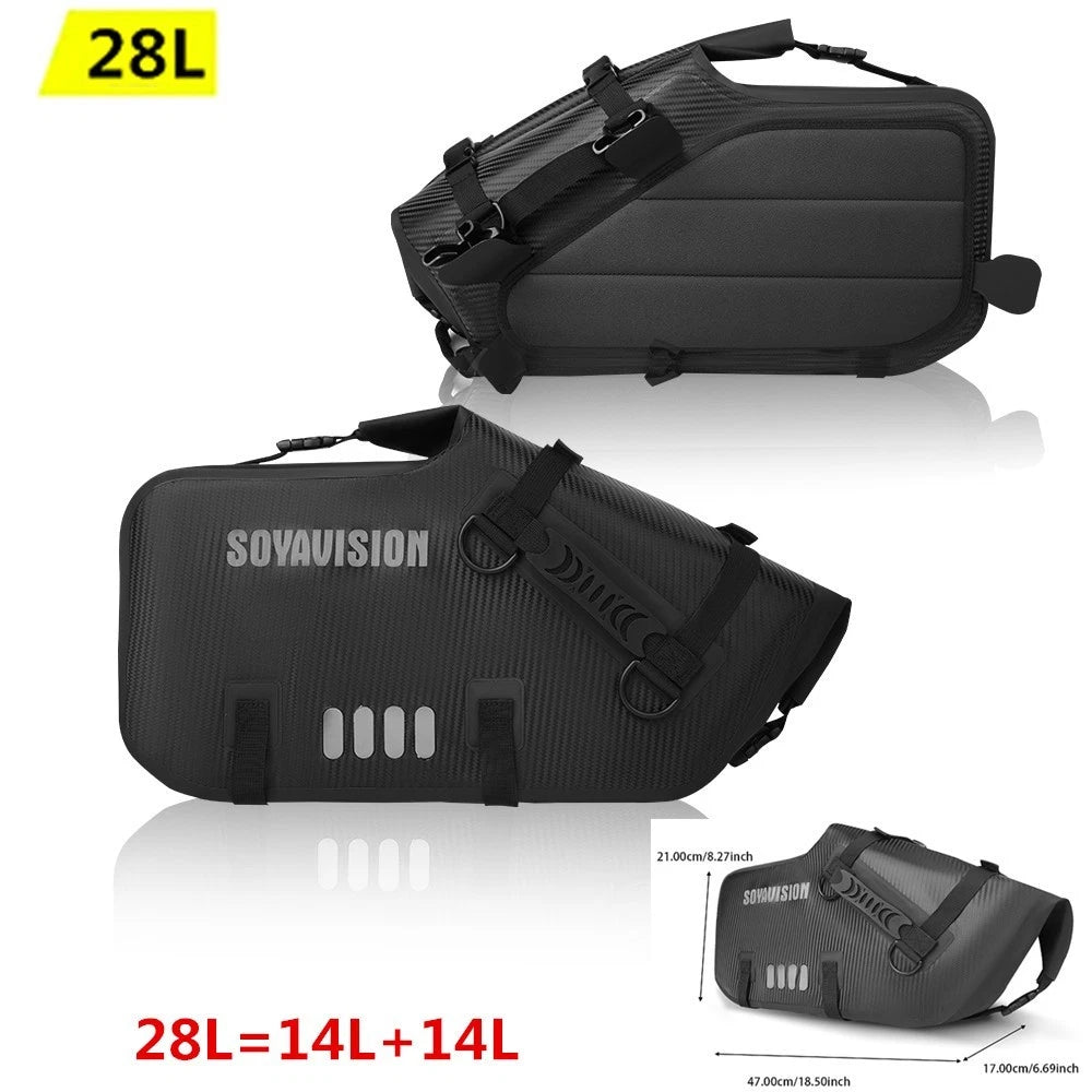 Universal Rear Motorcycle Saddlebags Saddle Storage Side Bags 28L For BMW Honda