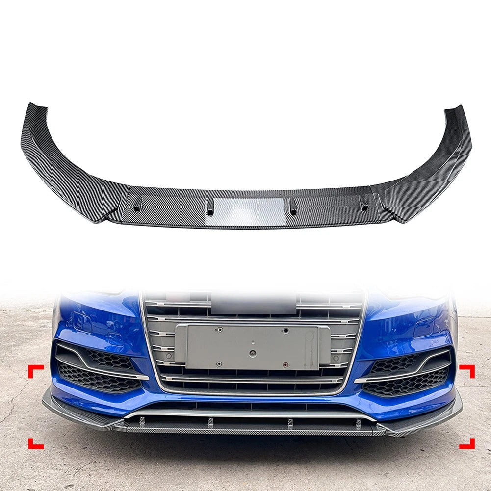 Carbon Look Front Bumper Spoiler Lip For Audi A3 S3 8V Pre-Facelift 2013-2016