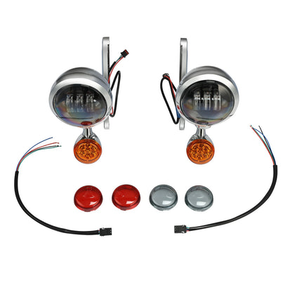 4.5" Auxiliary LED Fog Light Bracket Turn Signal Fit For Harley Touring 2014-Up