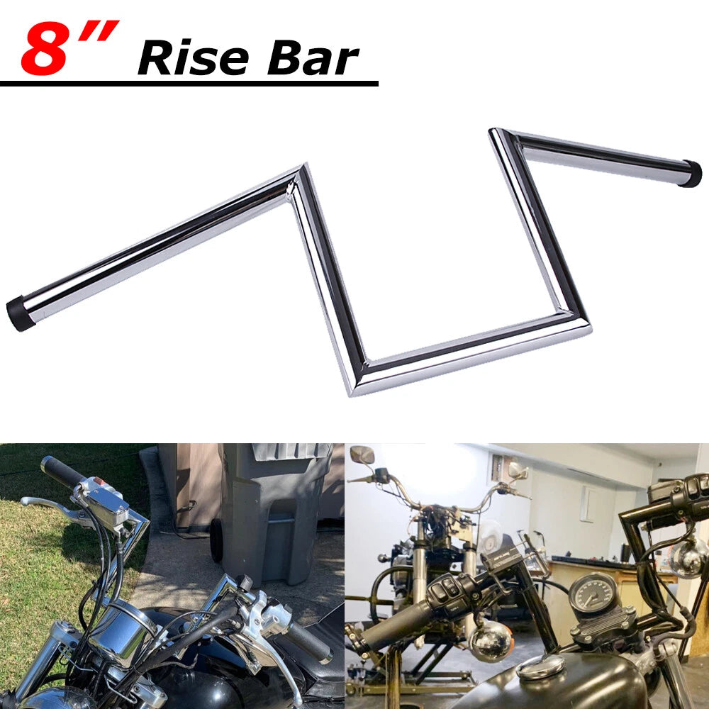 8" Rise 1" Ape Hanger Handlebars Drag Z-Bar Universal For Harley Honda Kawasaki