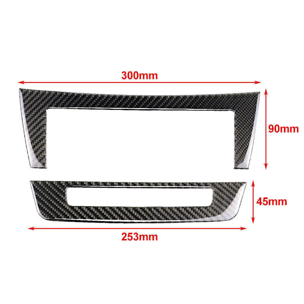 2pcs Console CD Panel Trim For Mercedes-Benz C Class W204 2010-2013 Carbon Fiber